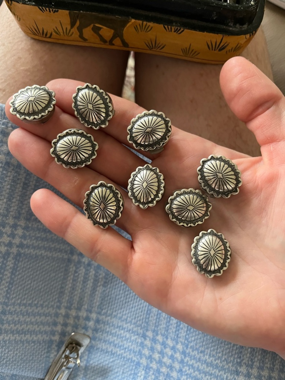 Vintage Silver Button Covers (Set of 9)